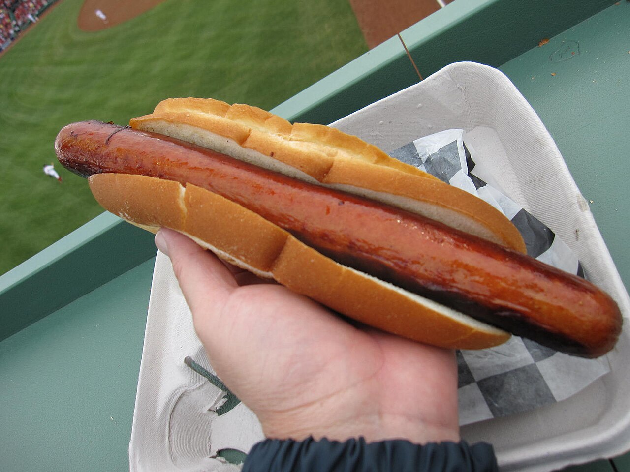 Hot dog at a baseball game