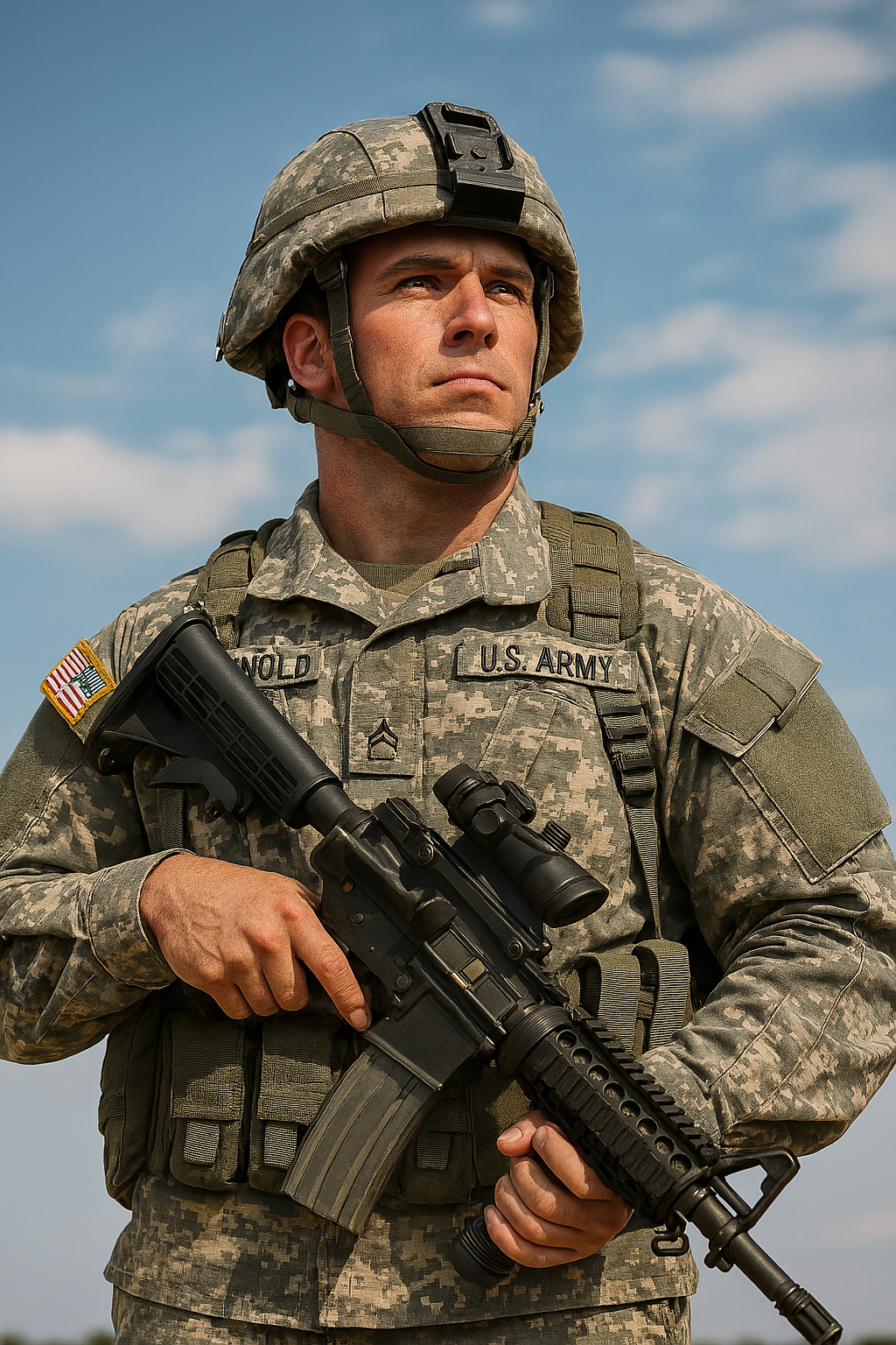US Army soldiers at sunset