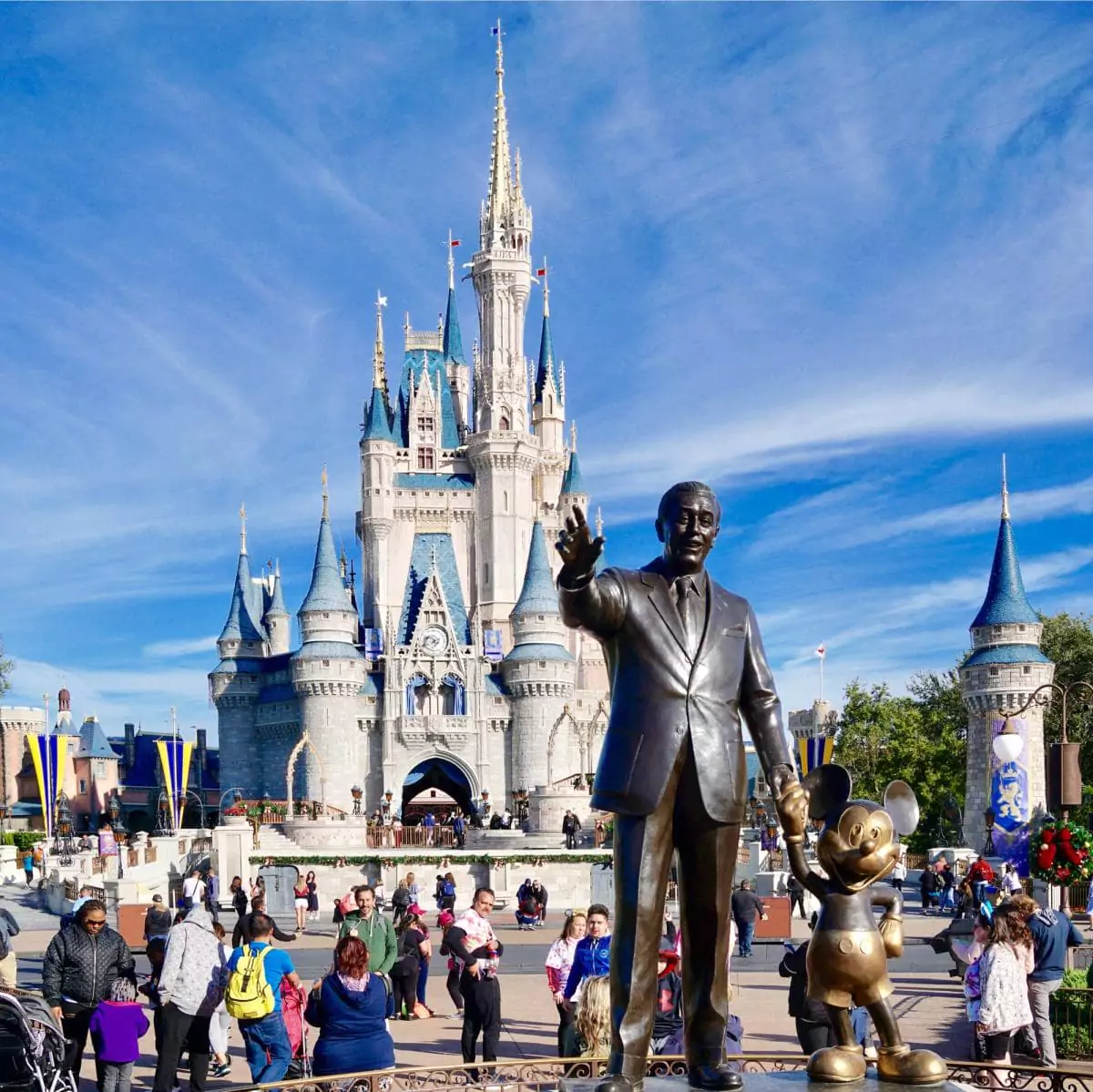 Characters in front of the castle