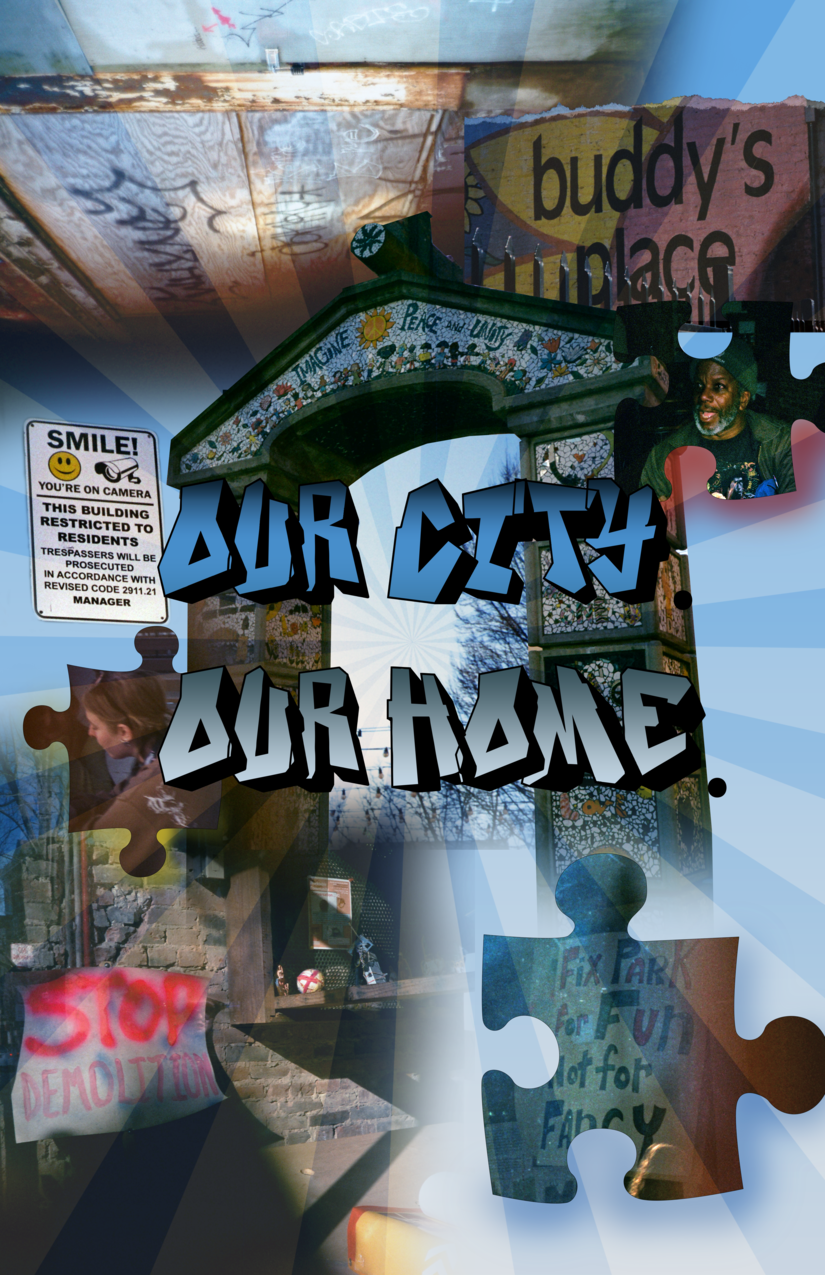 Digital collage of photographs taken in Downtown Cincinnati